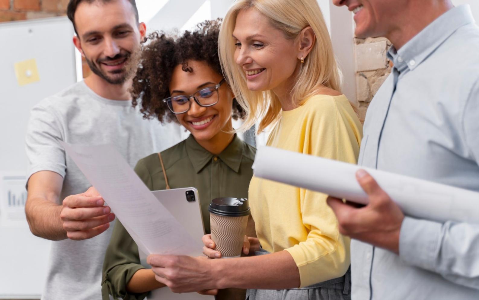 Équipe ionarelvixos travaillant ensemble sur des stratégies financières